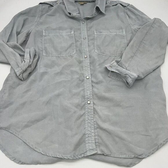 Holding Horses Anthropologie Shirt Chambray Pearl Snap Long Sleeve Collar Small - Picture 1 of 4